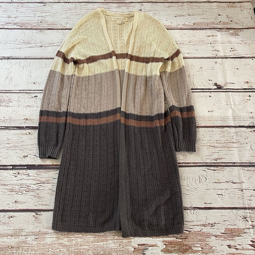 Saltwater Luxe Aviana Long Sleeve Open Front Sweater Cardigan Duster Size XS‎